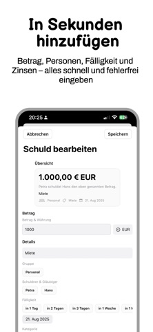 Schuldenschein screenshot