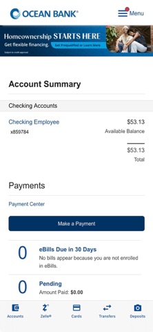 Ocean Bank Mobile Banking screenshot