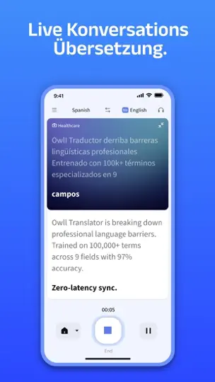 Screenshot von Owll Translator: KI-Sprachklon auf dem iPhone 2