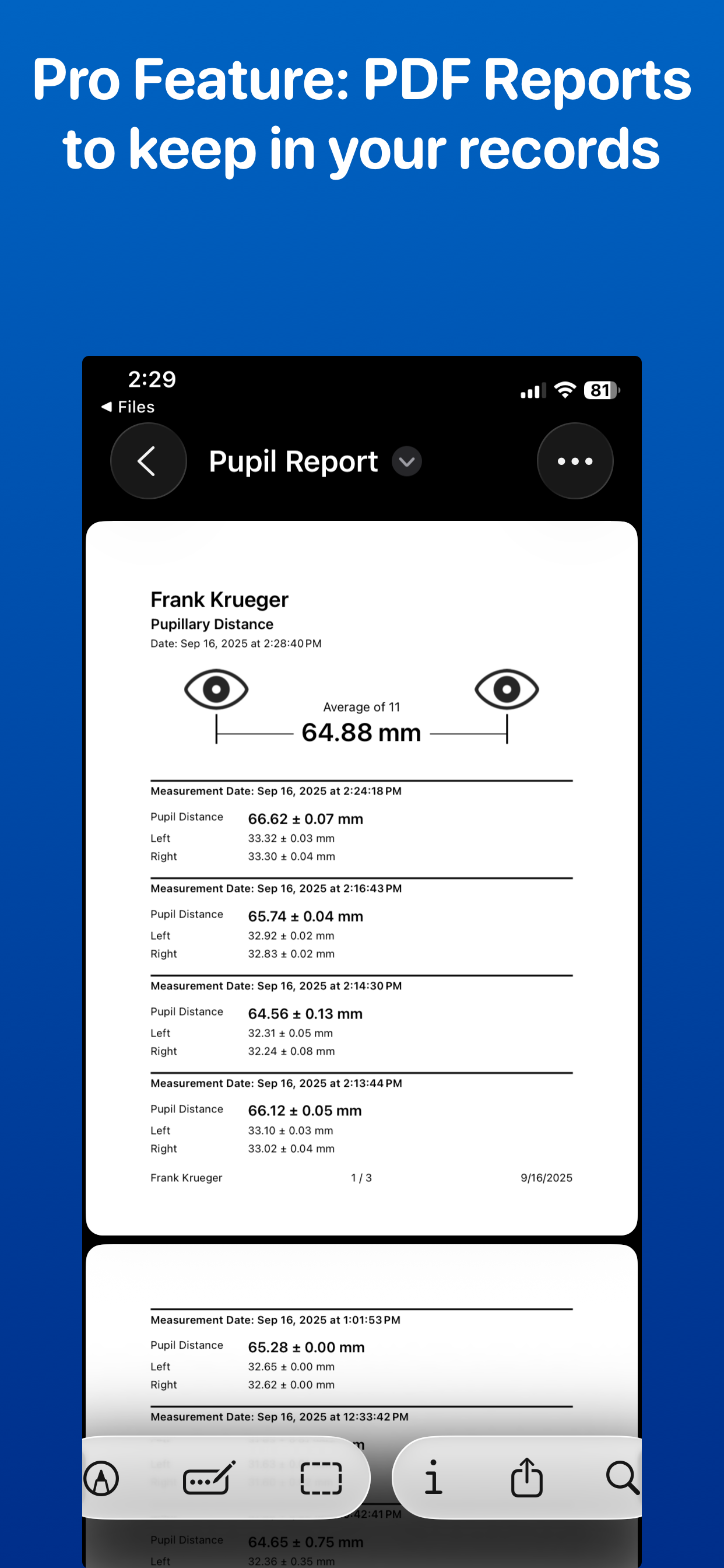 Pupillary Distance Ruler