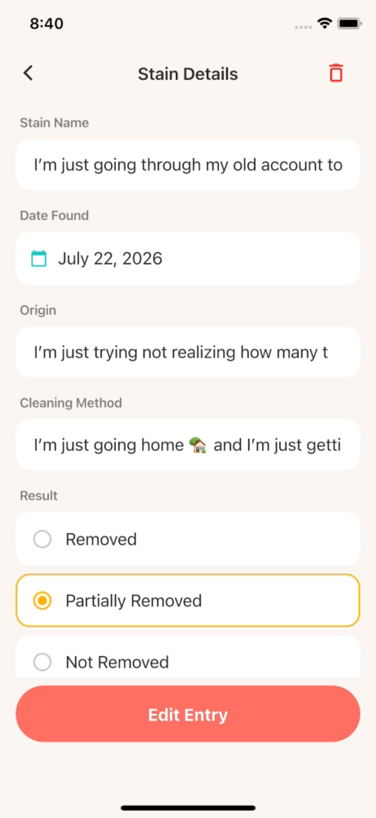 Screenshot 5 of Spatter Log: Stains