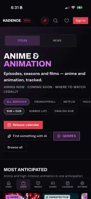 Kadence: Anime & Game Releases screenshot 2