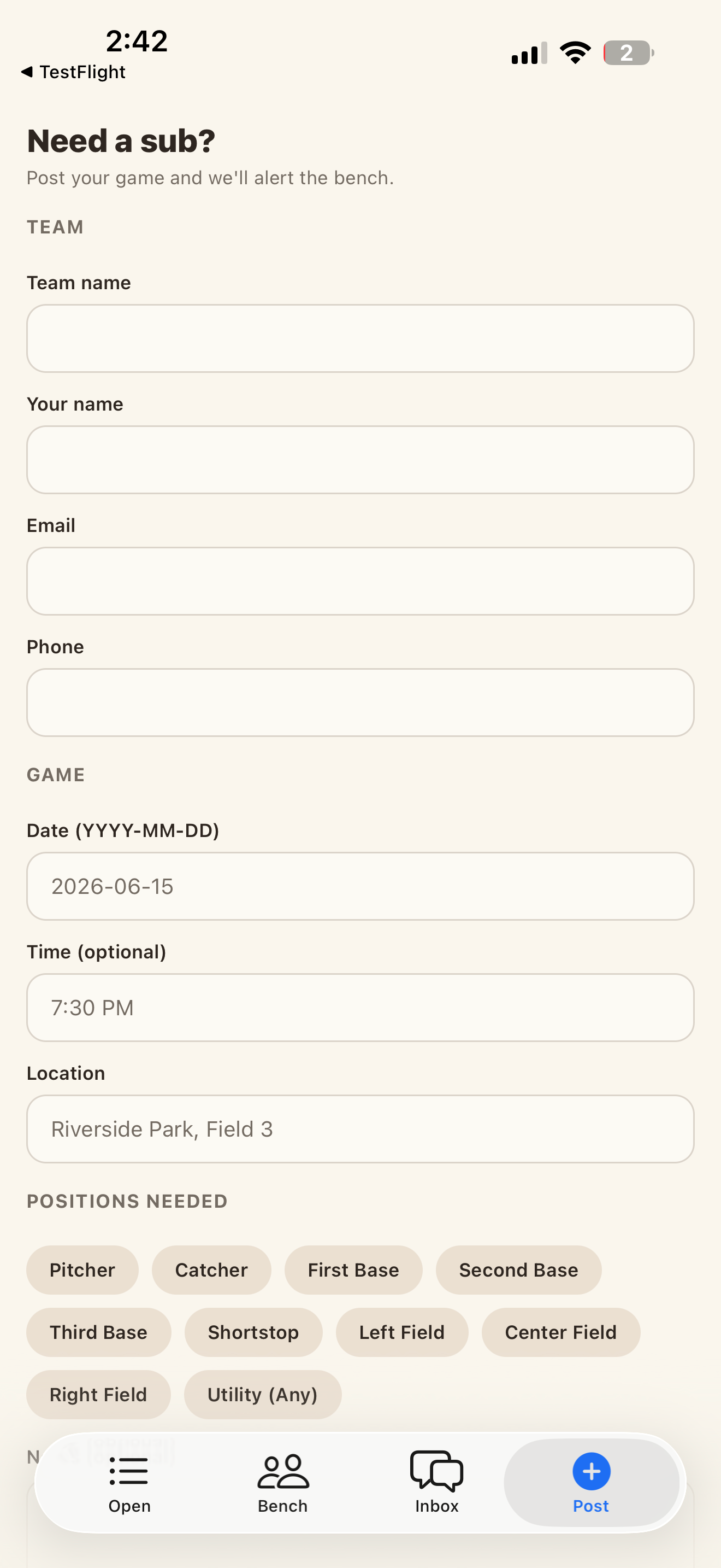 Softball Subs Mobile screenshot 3