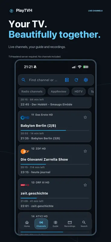 PlayTVH for TVHeadend screenshot 1 of 4