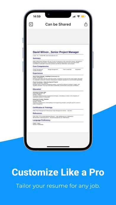 Resume AI - CV Maker & Builder iPhone screenshot 6 - Business app