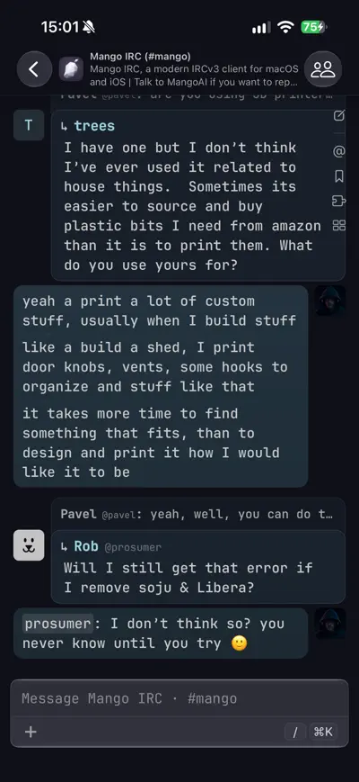 Mango IRC 스크린샷