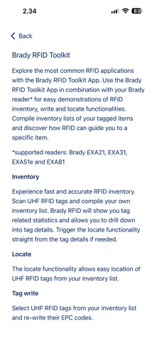 Brady RFID Toolkit screenshot