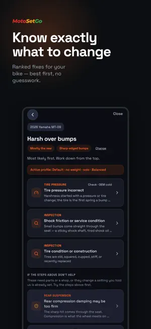 MotoSetGo: Suspension Setup screenshot 1