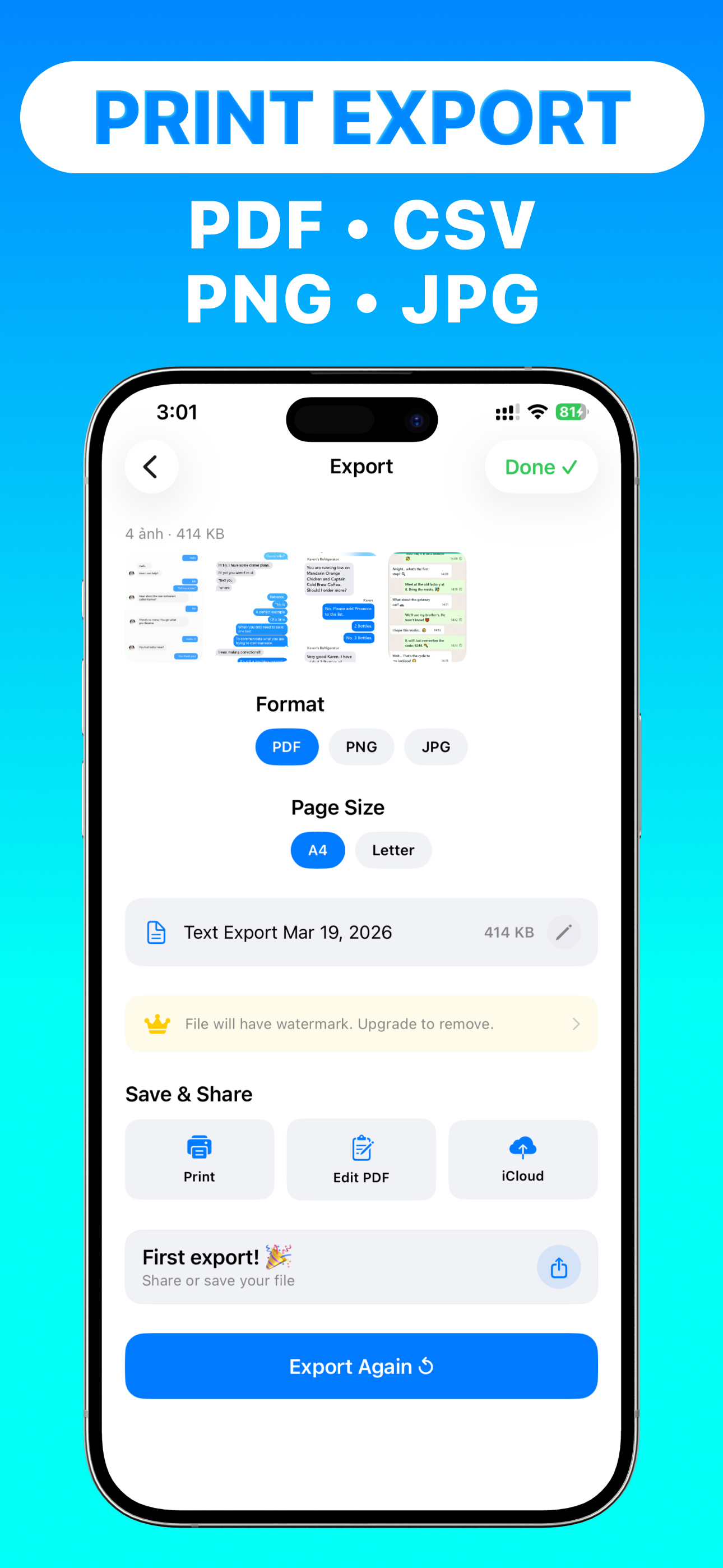 Text Export: Messages to PDF screenshot 4