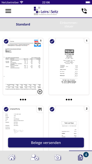 Leins&Seitz Beleg-Upload Screenshot