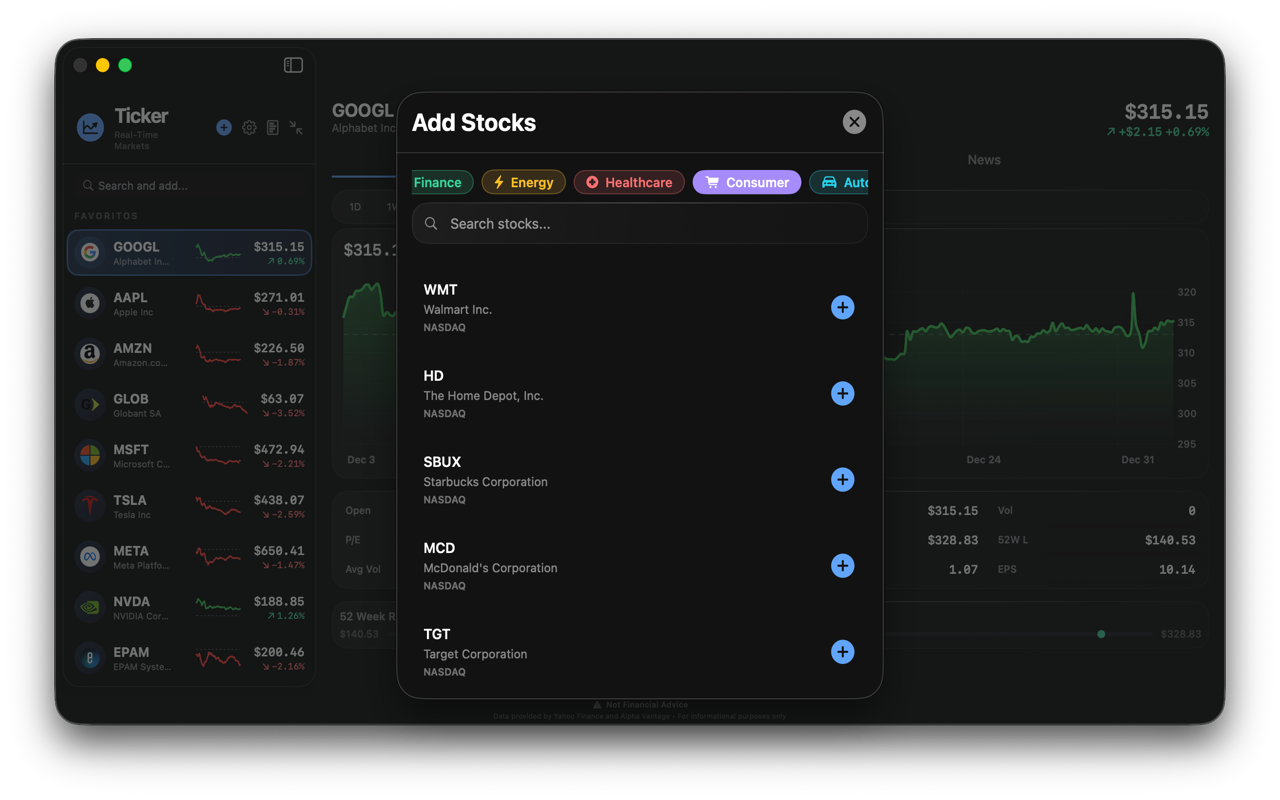 ZephTicker: Stock Tracker
