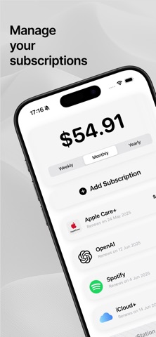 mySubs - Subscription Manager screenshot