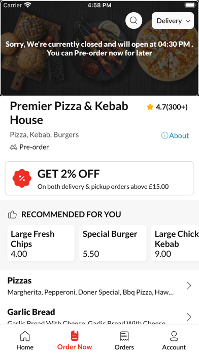 Premier Pizza & Kebab House Screenshot