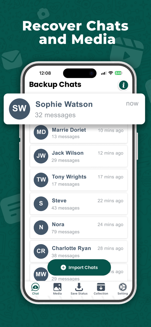 WAMR Recover Deleted Messages - WAMR是安全、智能且无缝的WhatsApp聊天记录恢复工具