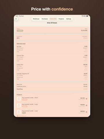 WickControl: Candle Inventory iPad screenshot