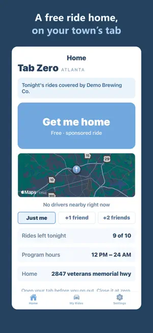 Tab Zero - Safe Rides screenshot 1