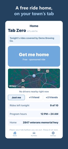 Tab Zero - Safe Rides Screenshot 1 of 5