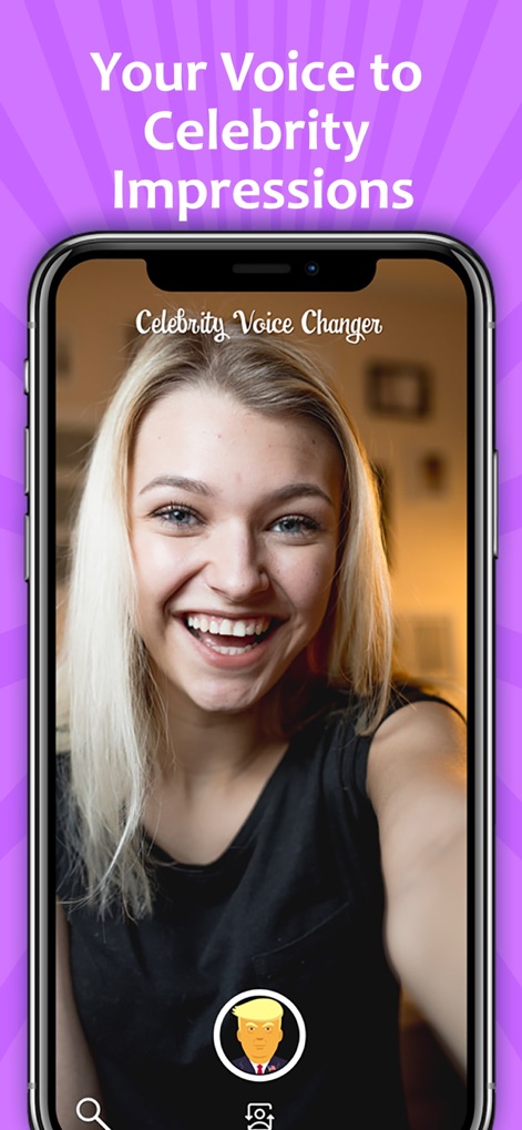 Celebrity Voice Changer Live - Observe a user actively recording their voice, with an iconic Donald Trump voice filter readily available for immediate transformation.