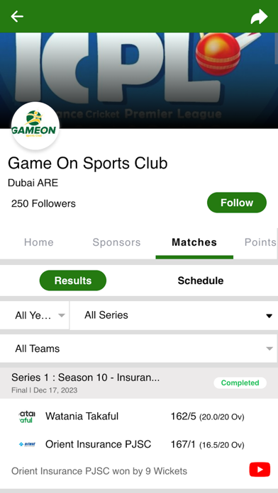Game On Sports Club App Screenshot