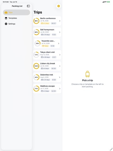 TripPack: Packing Checklist ipad screenshot 2