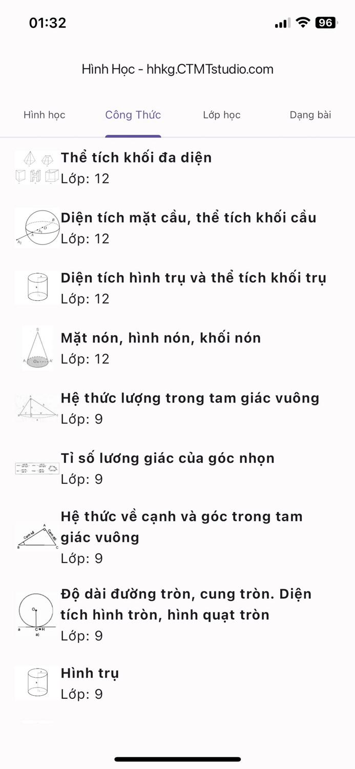 Công Thức Hình Học