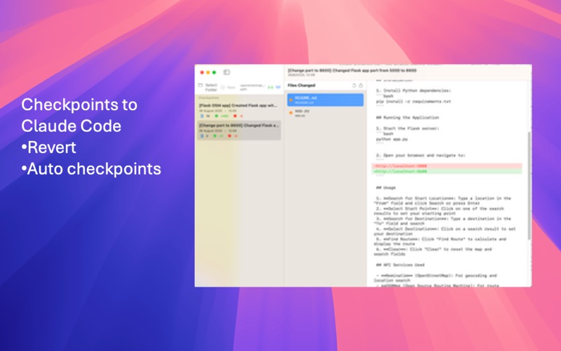 Checkpoints for Claude Code screenshot 1