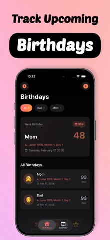 Lunar Birthday Reminder iPhone screenshot