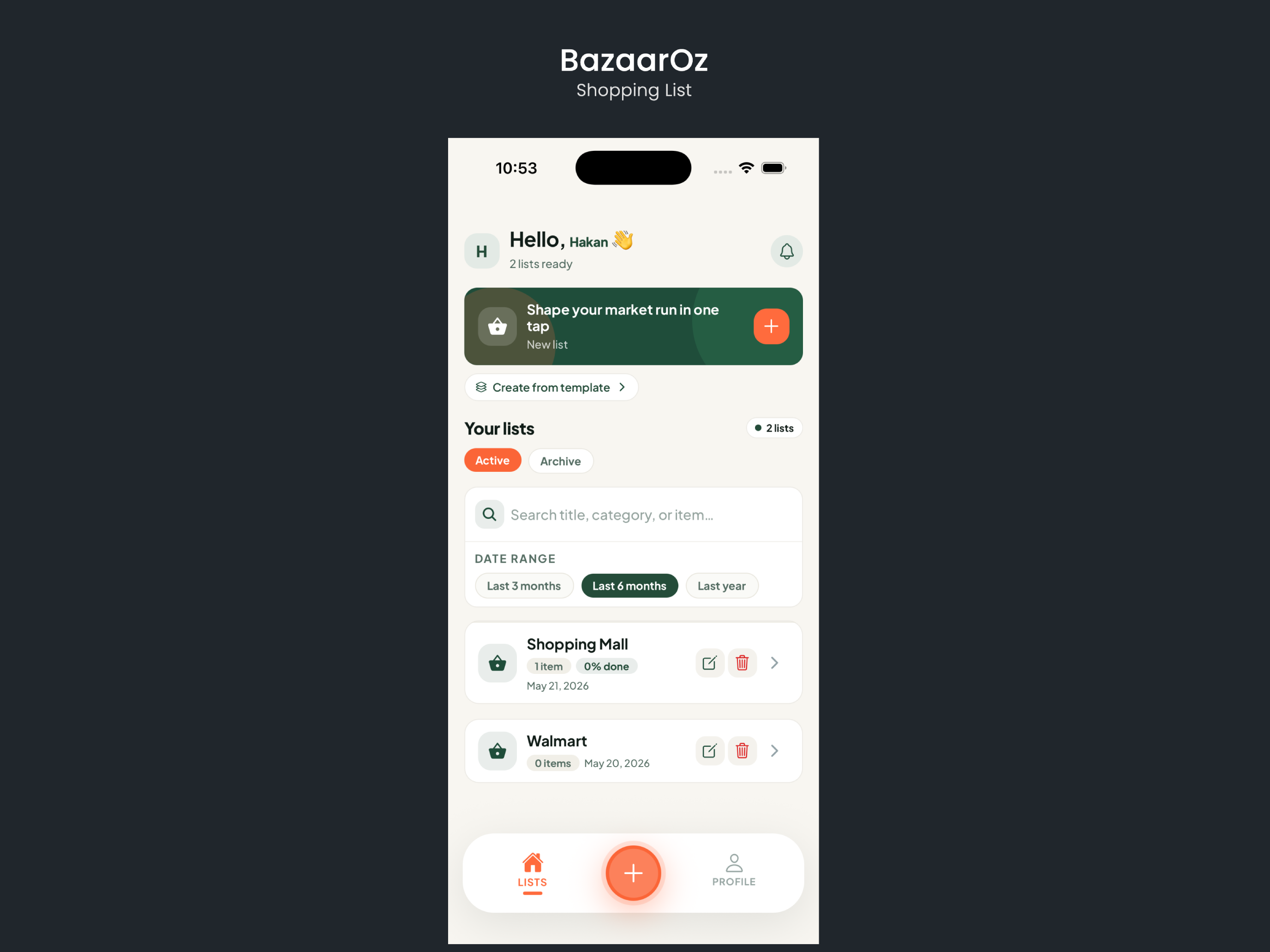 BazaarOz: Market List
