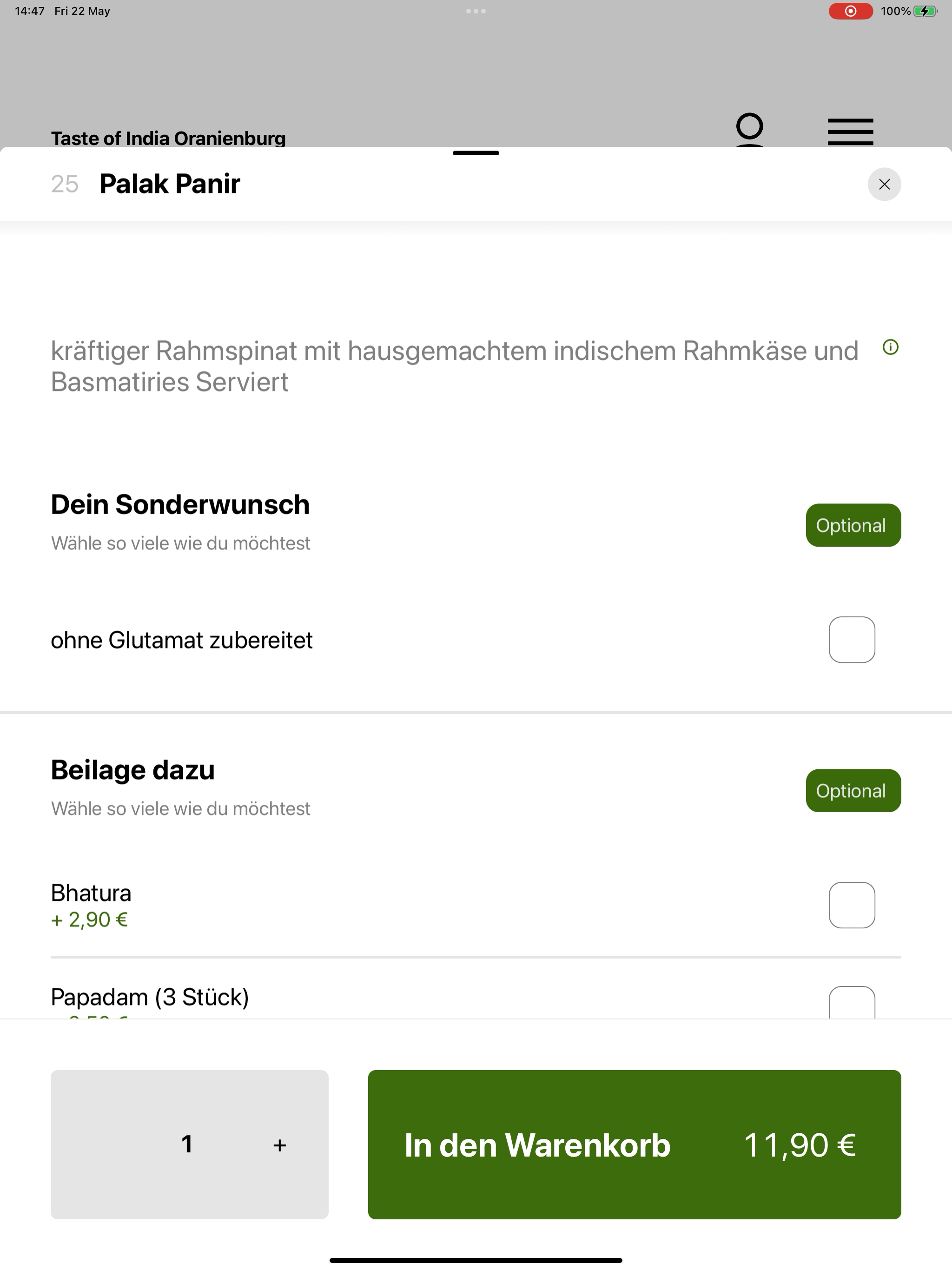 Taste of India Oranienburg screenshot 8