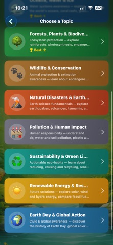 Earth Day Quiz iPhone screenshot