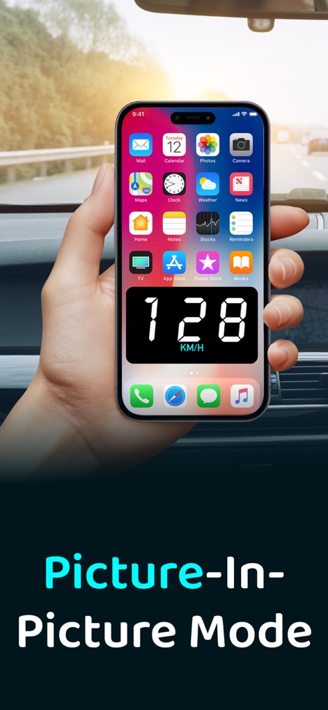 Speedometer GPS: Speed Monitor - Users can view their current speed in Picture-in-Picture mode, allowing for continuous monitoring while interacting with other applications and keeping the speed prominently displayed.
