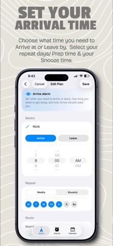 Arrive: Commute Smart Alarm iPhone screenshot