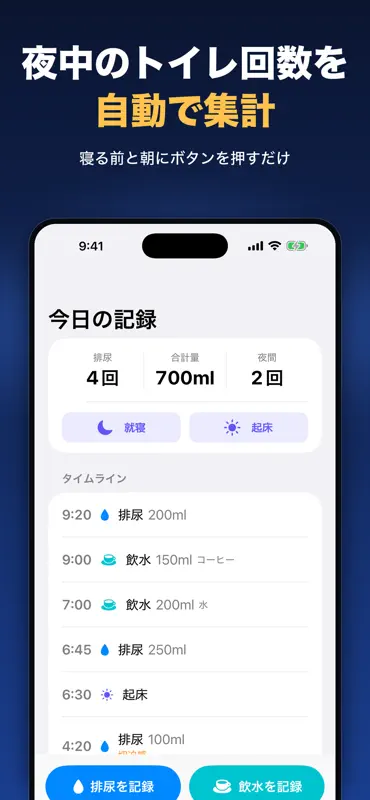 排尿メモ：排尿日誌・夜間頻尿の記録 screenshot 3 of 6