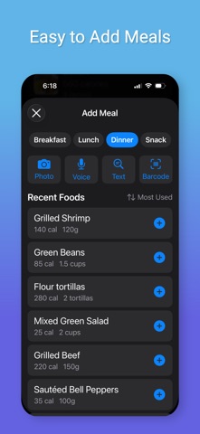 OhSnap Calorie Tracker iPhone screenshot