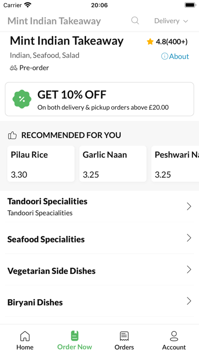 Mint Indian Takeaway. Screenshot