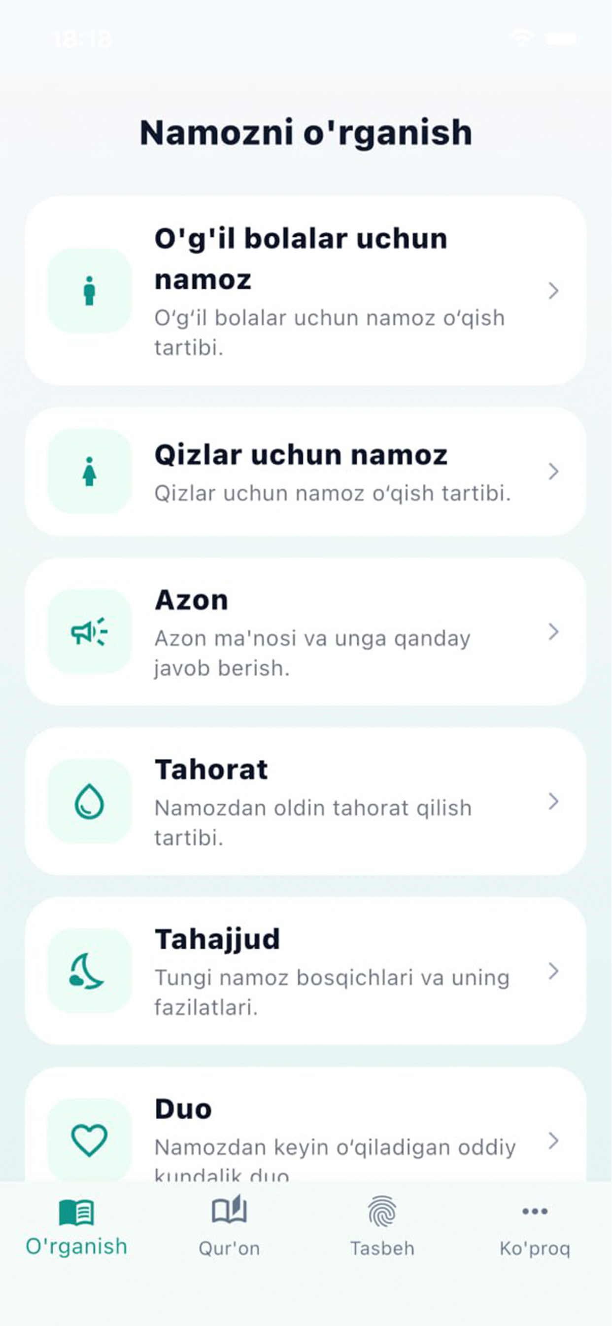Men namoz o'qishni o'rganaman
