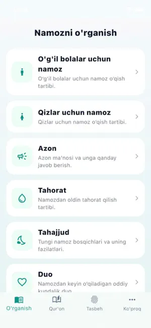 Men namoz o'qishni o'rganaman iPhone screenshot 1