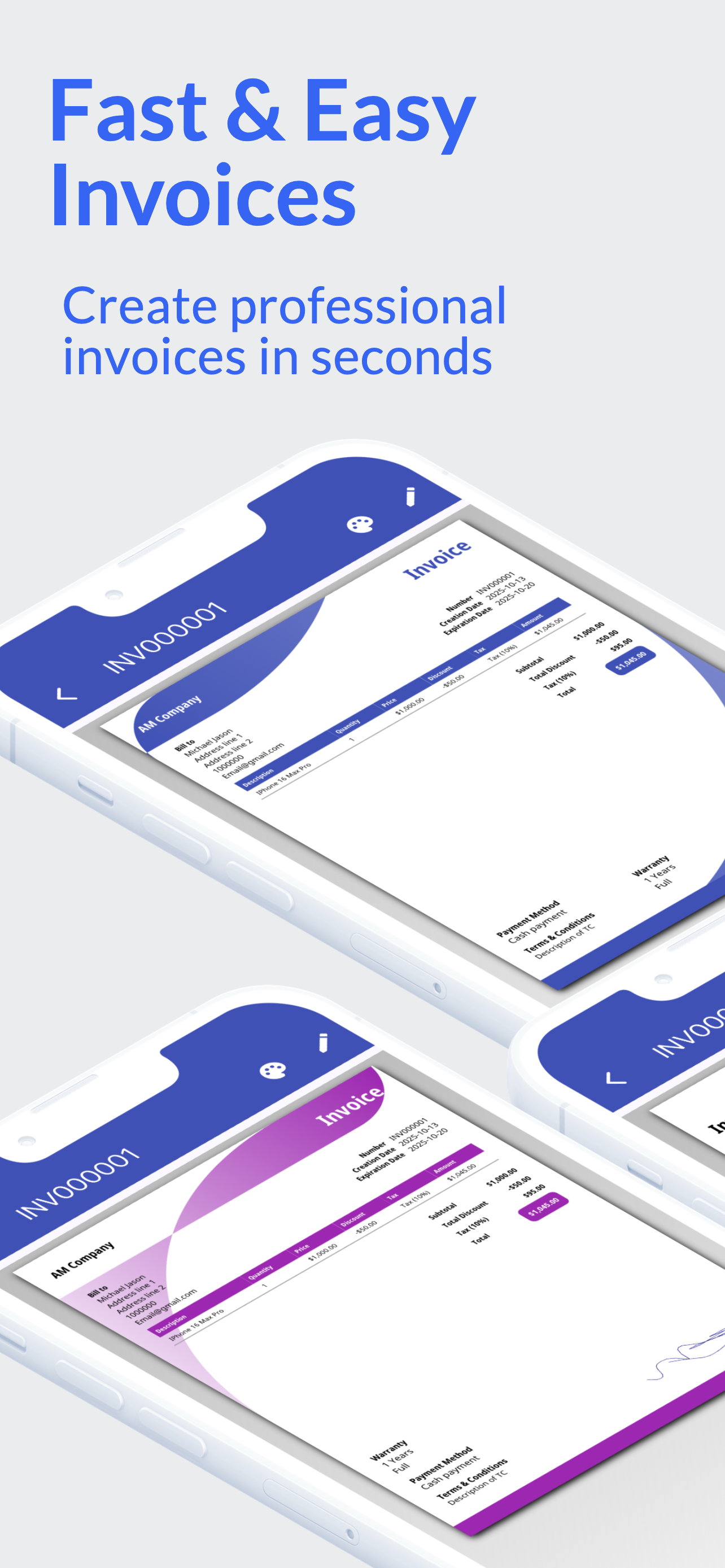 My Invoices: Create invoices