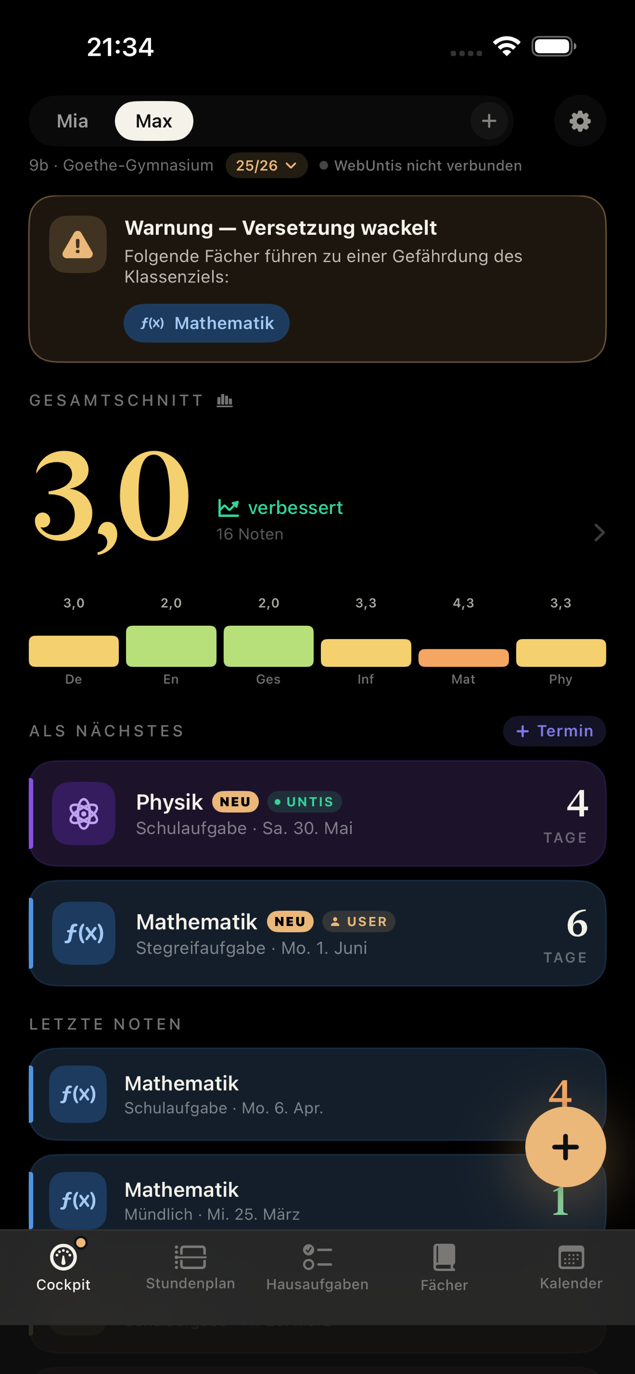 Schulnoten Tracker