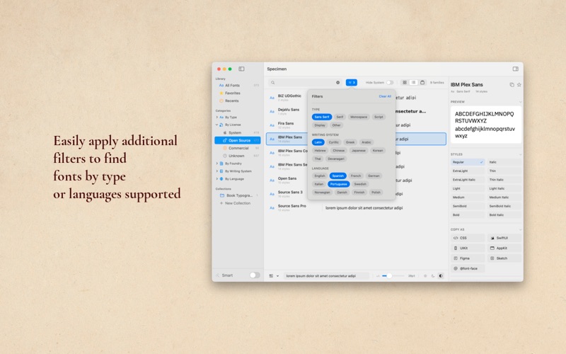 Specimen - Font Manager screenshot