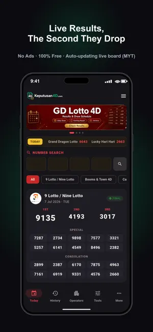 Keputusan4D: 4D Live Results screenshot 1