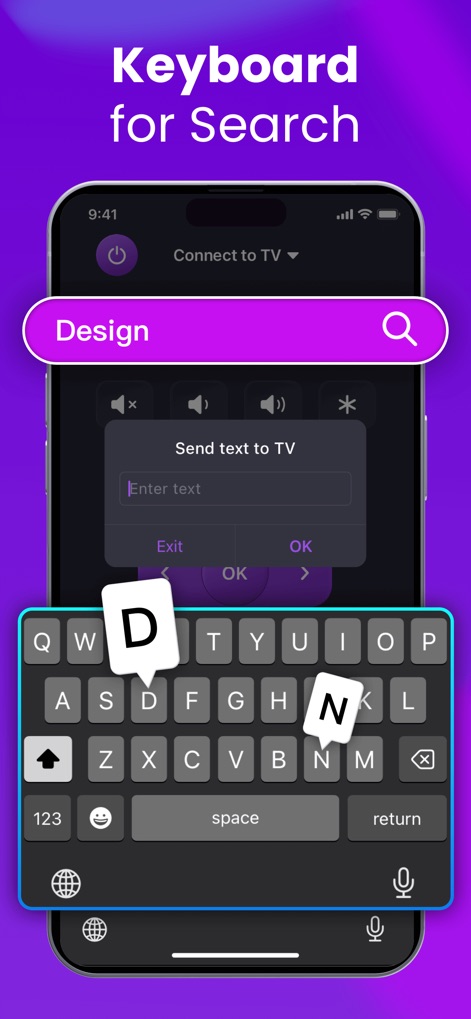 Universal Remote for Smart TV+ - 이 도구는 TV에서 검색 및 입력 시 시간을 절약해주는 전체 QWERTY 키보드를 제공하며, 입력된 텍스트를 TV로 즉시 전송할 수 있습니다.