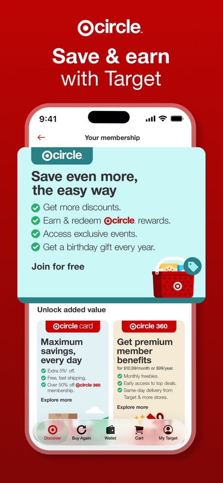 Target: Shop. Style. Save. App Store screenshot 4, headline “Save & earn with Target”. Has a kicker.