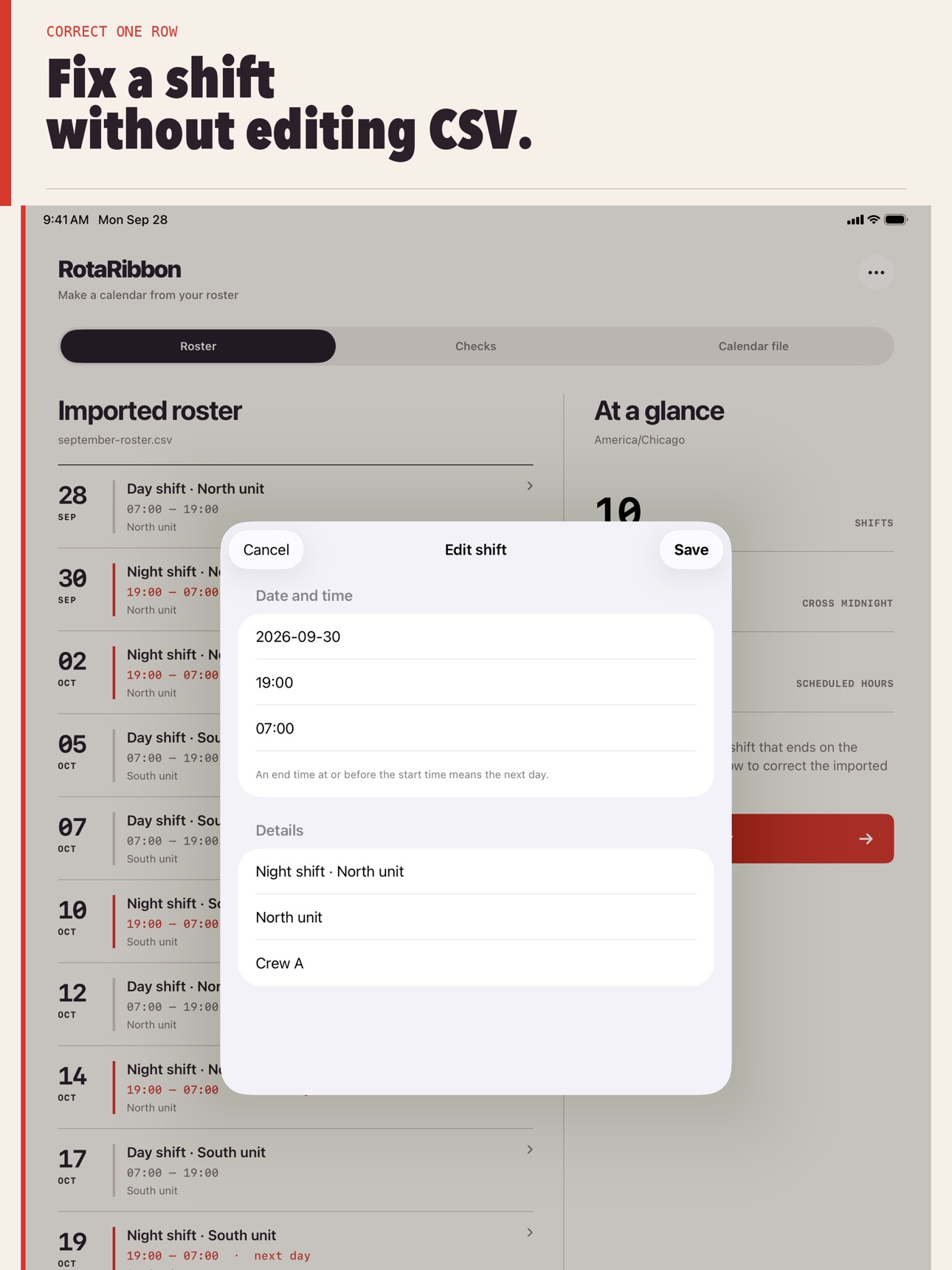 Screenshot 9 of RotaRibbon: CSV Shifts