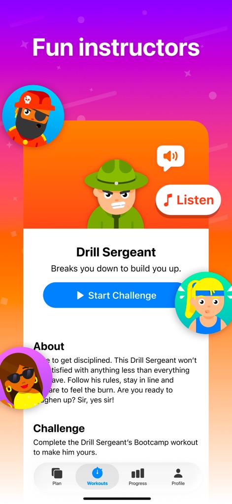 Seven: 7 Minute Workout - Instrutores motivadores.