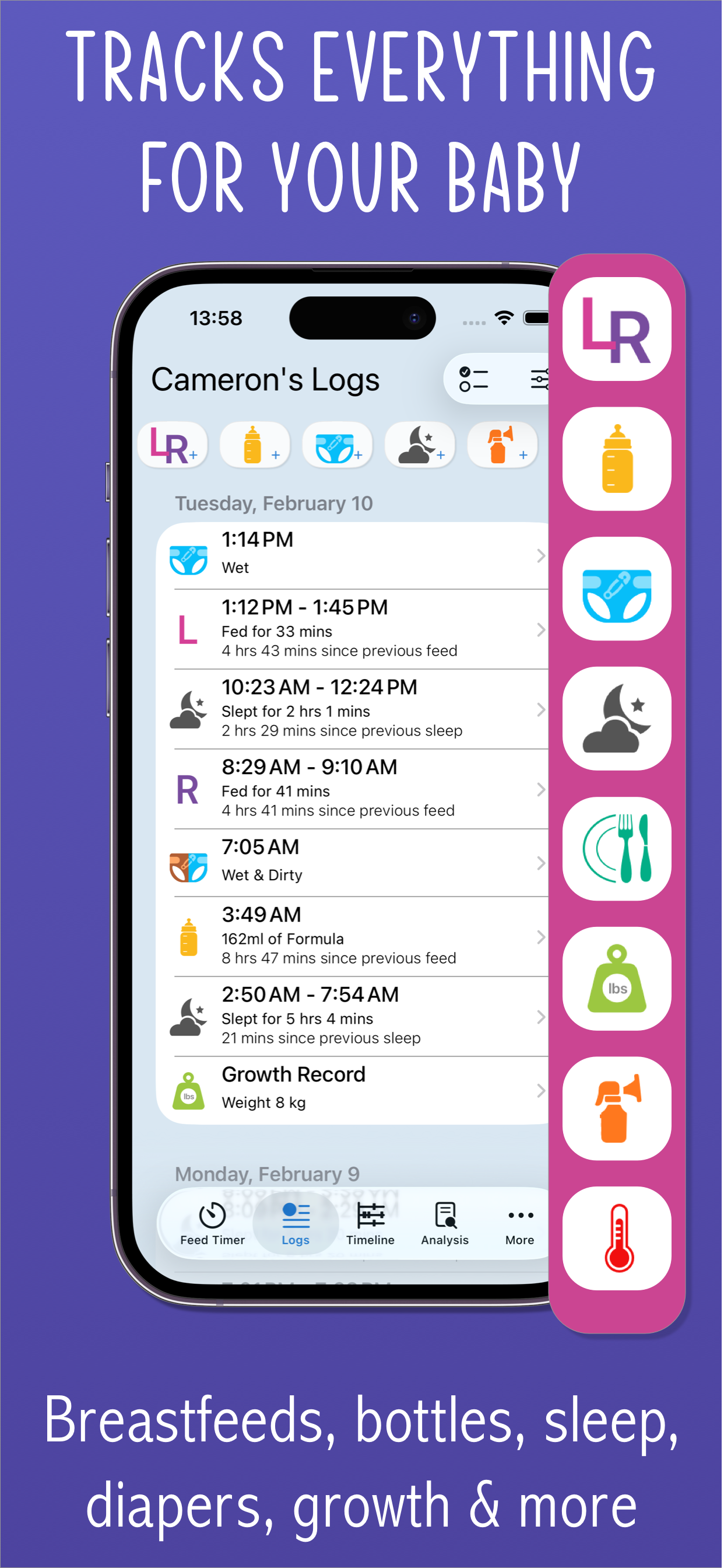 Baby Feed Timer, breastfeeding