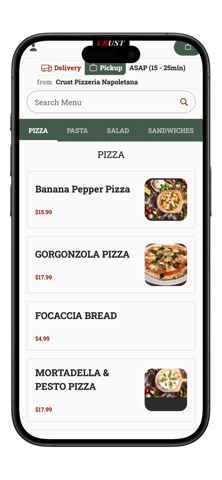 Crust Pizzeria Napoletana App screenshot