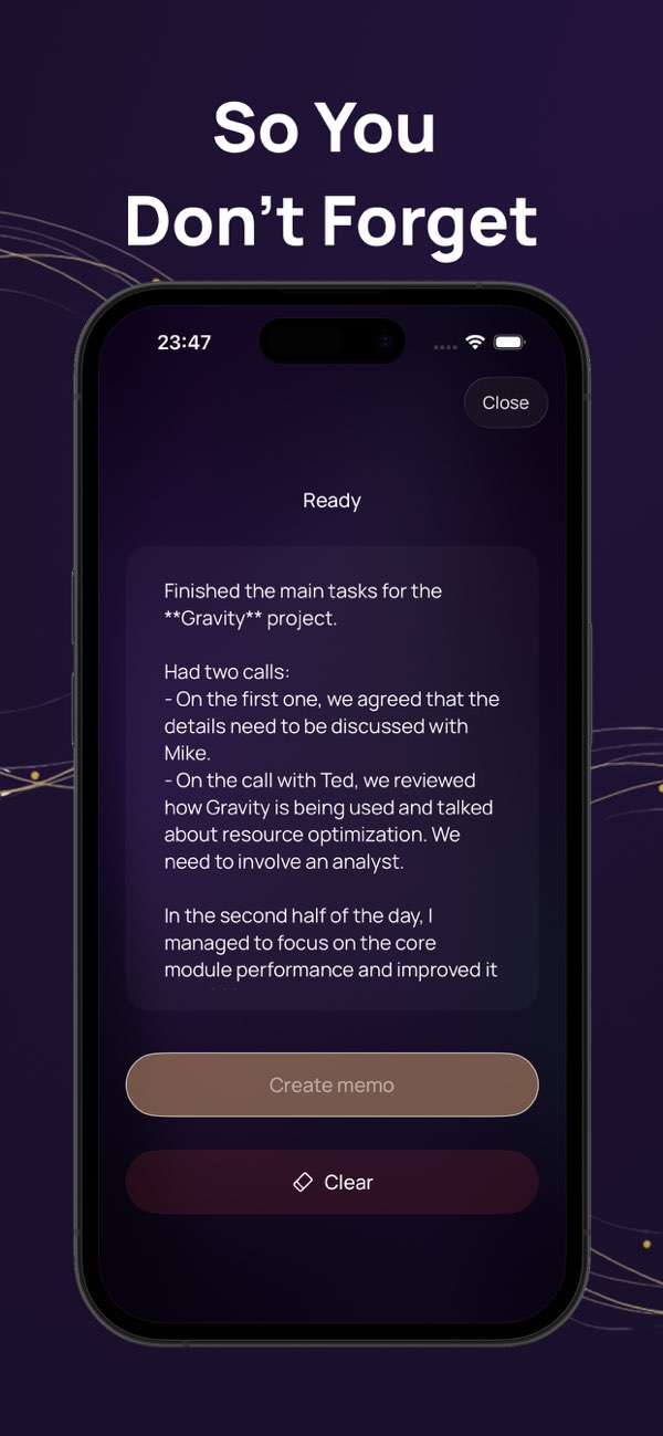 Voice Memory screenshot with note details