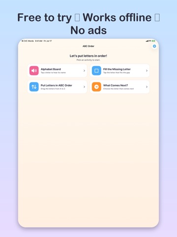 ABC Order for Kids iPad screenshot