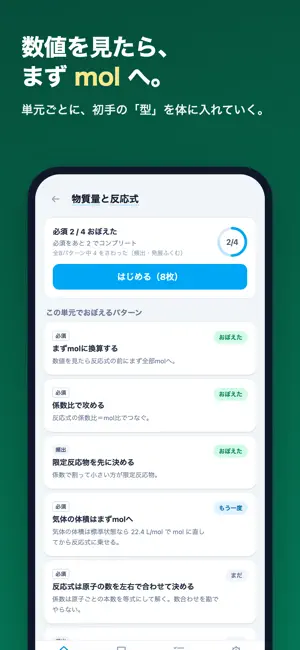 高校化学 mol計算と反応式の最初の一手 screenshot 2